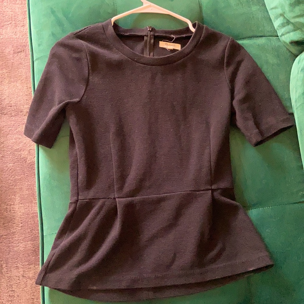 Madewell Black Peplum Top